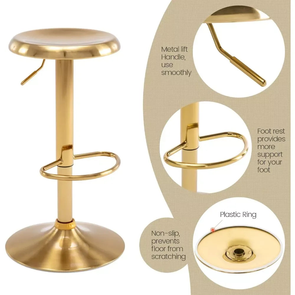 Adjustable Round Metal Bar Stools Set of 2 - DSARD - DSARD