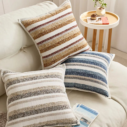 Three-Dimensional Striped Jacquard Decorative Pillow Cover 18×18 Inch