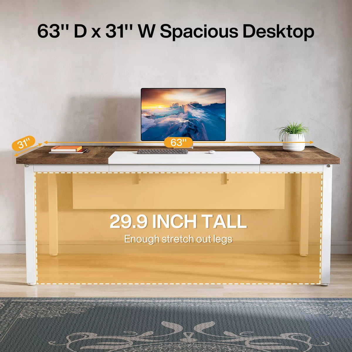 63″ L Shaped Executive Desk with Drawer Cabinet - DSARD - DSARD
