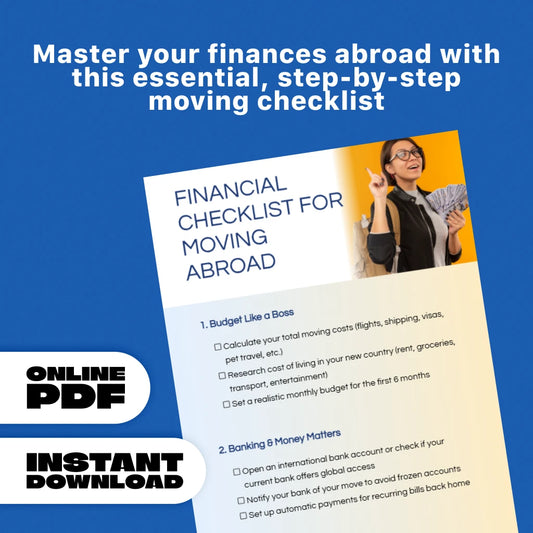 Financial Checklist for Moving Abroad | Budget Like a Boss | Digital Download | International Relocation Planning Tool | Expat Finance Guide PDF