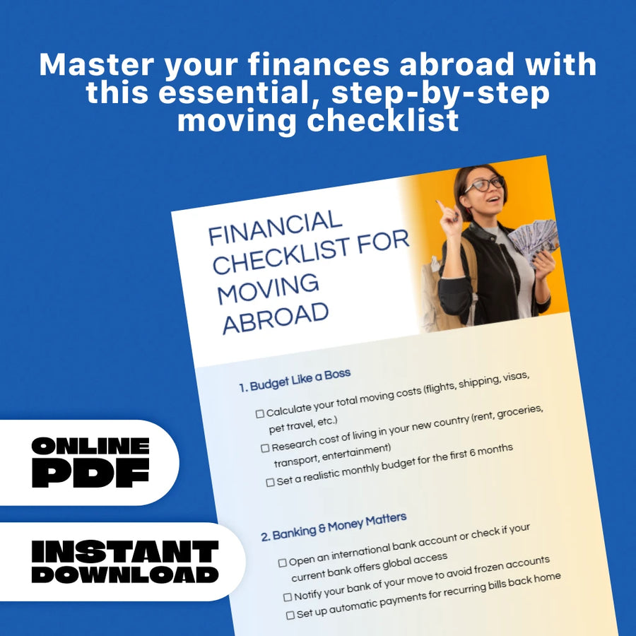 Financial Checklist for Moving Abroad | Budget Like a Boss | Digital Download | International Relocation Planning Tool | Expat Finance Guide PDF