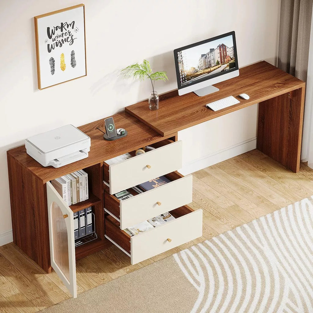 Modern L-Shaped Computer Desk with Reversible Storage and Drawers - DSARD
