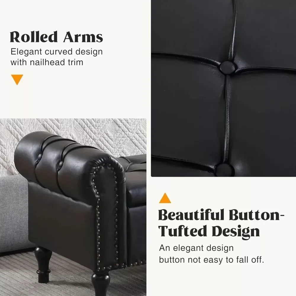 67 Inch Leather Storage Ottoman Bench with Arms - DSARD - DSARD