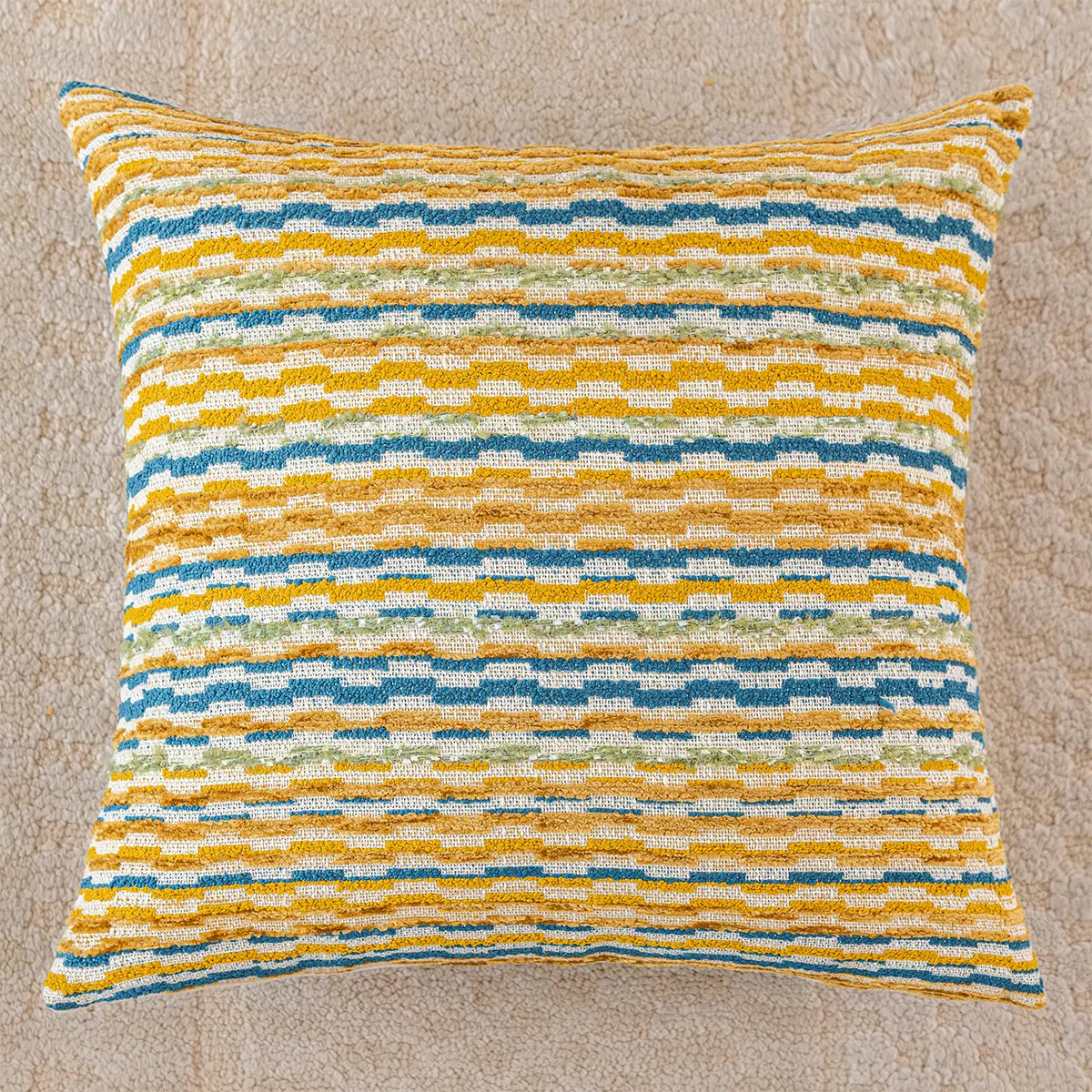 Bohemian Plush Throw Pillow Cover 18×18″ – Geometric Stamped Cushion Case