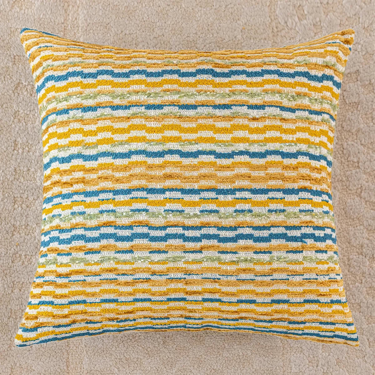 Bohemian Plush Throw Pillow Cover 18×18″ – Geometric Stamped Cushion Case - DSARD