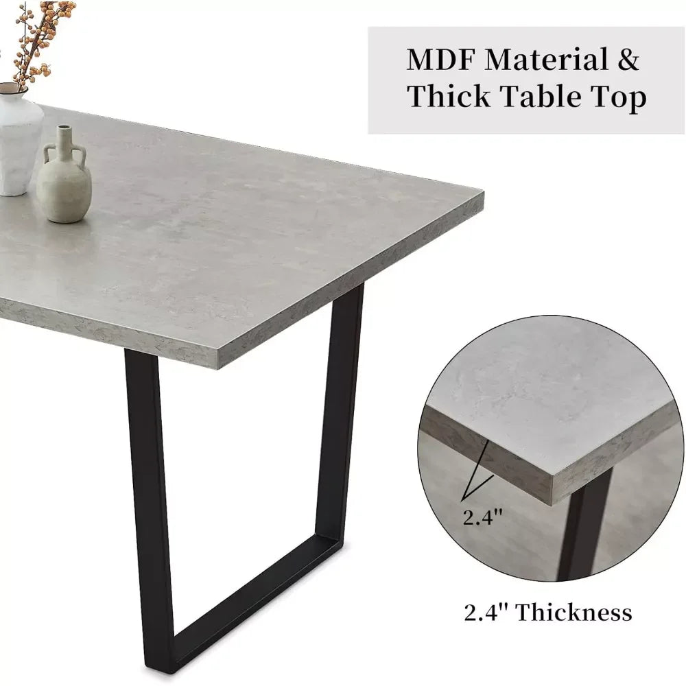 5-Piece Modern Dining Table Set with Leather Chairs - DSARD - DSARD
