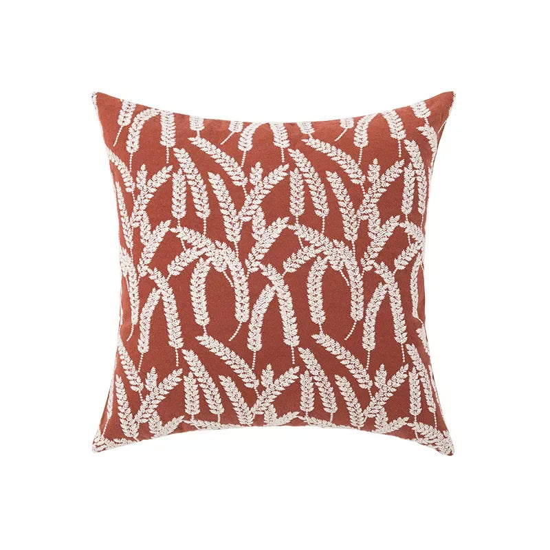 Boho Tufted Throw Pillow Cover with Tropical Monstera Leaf Design - DSARD