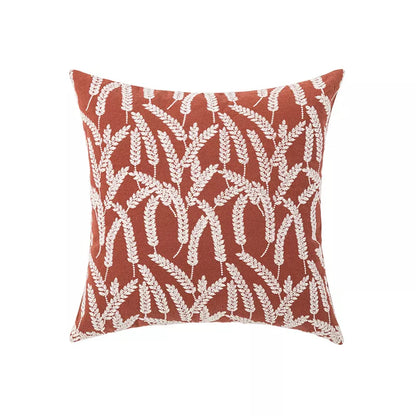 Boho Tufted Throw Pillow Cover with Tropical Monstera Leaf Design