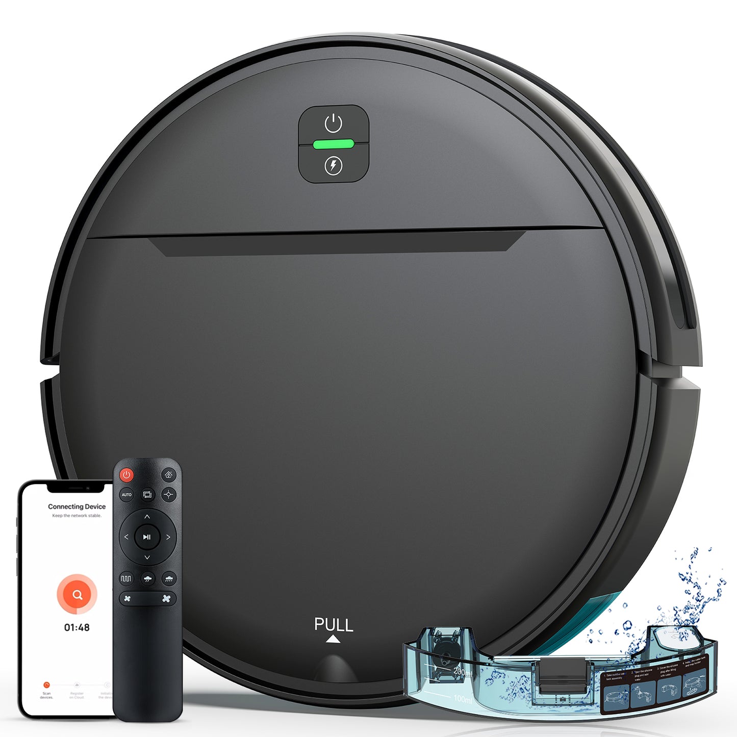 Robot Vacuum Cleaner Combo Mop 4KPa Suction WiFi/Voice Control Auto-Recharge Pet Hair Vacuum