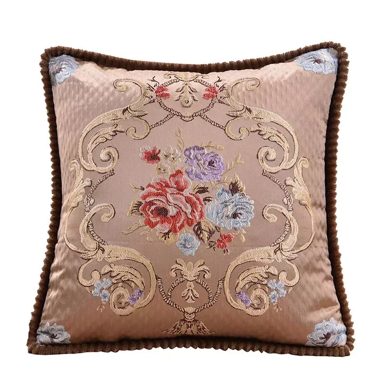 Classic Jacquard Floral Decorative Cushion Cover 18x18in for Sofa & Home - DSARD
