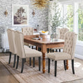 Upholstered Tufted Dining Chairs with Nailhead Trim and Solid Wood Legs, Set of 2 - DSARD