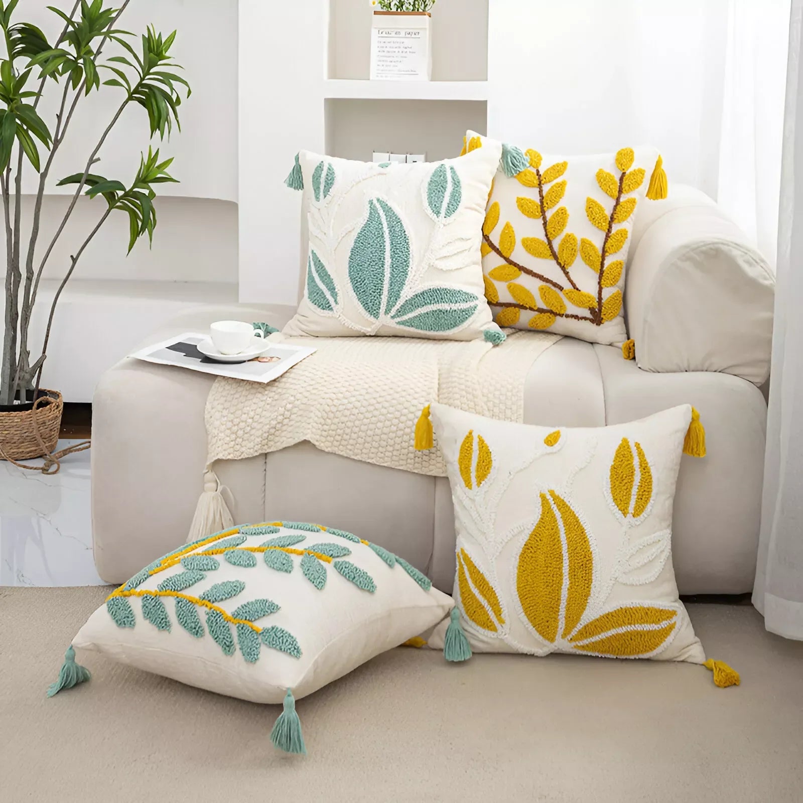 Bohemian Moroccan Leaf Velvet Pillowcase – Stylish Home Decor - DSARD