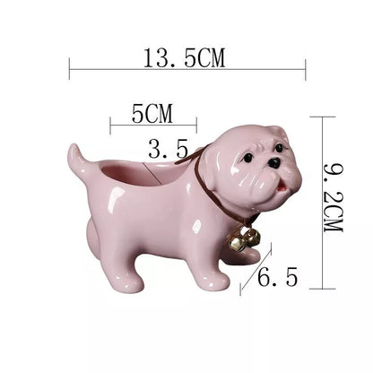 Adorable Ceramic SharPei Dog Succulent Planter Pot – Cute Home & Office Decor