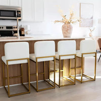 Off White & Gold 24-Inch Counter Height Bar Stools with Backrest - DSARD