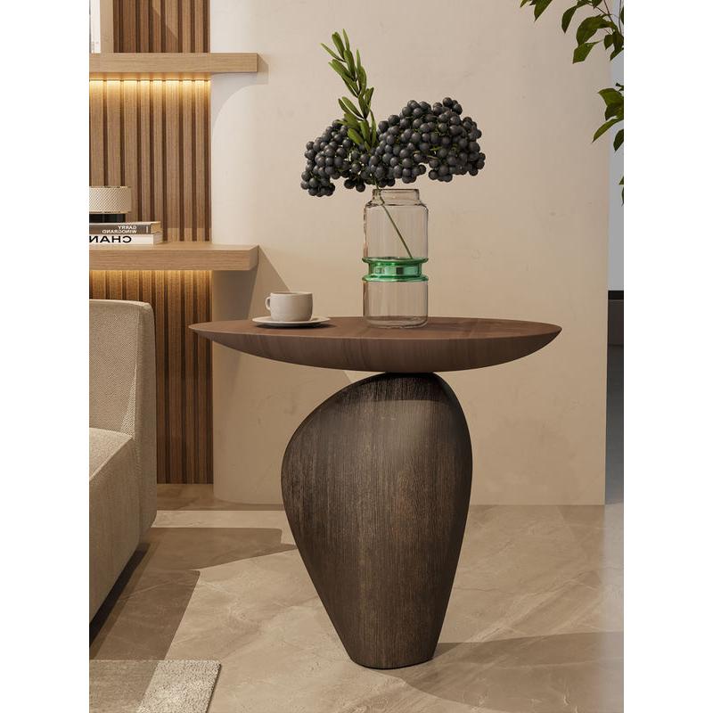Nordic Cobblestone Side Table – Organic Stone-Look Accent