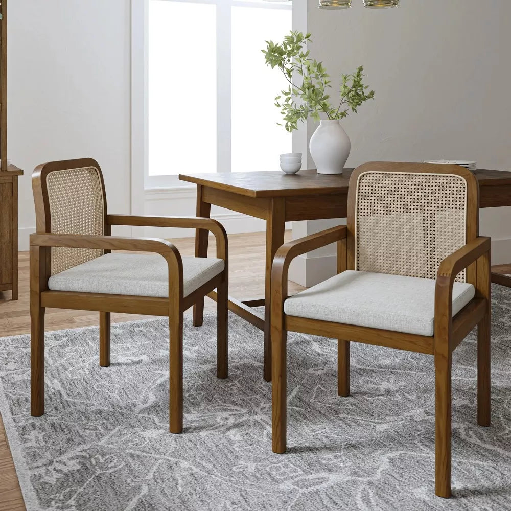 Set of 2 Rattan Dining Chairs with Removable Cushions - DSARD