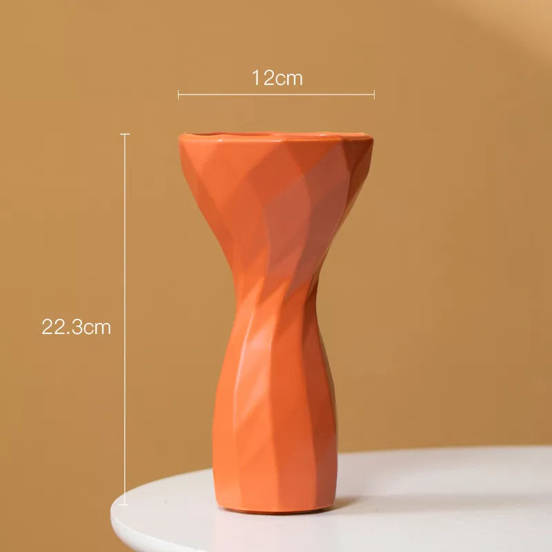 Geometric Ceramic Vase Chic Modern Centerpiece for Flowers and Home Décor