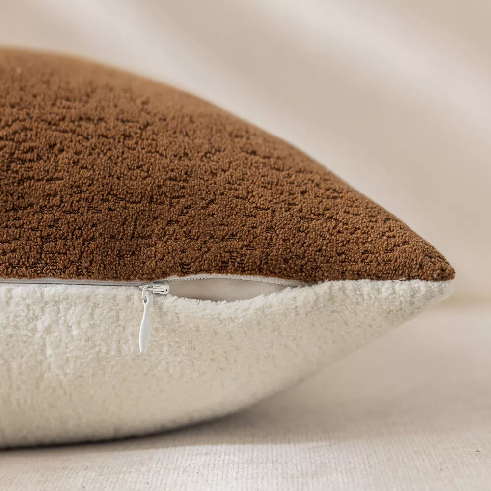 Two-Tone Velvet Pillow Cover 18x18in Reversible Cozy Decorative Cushion