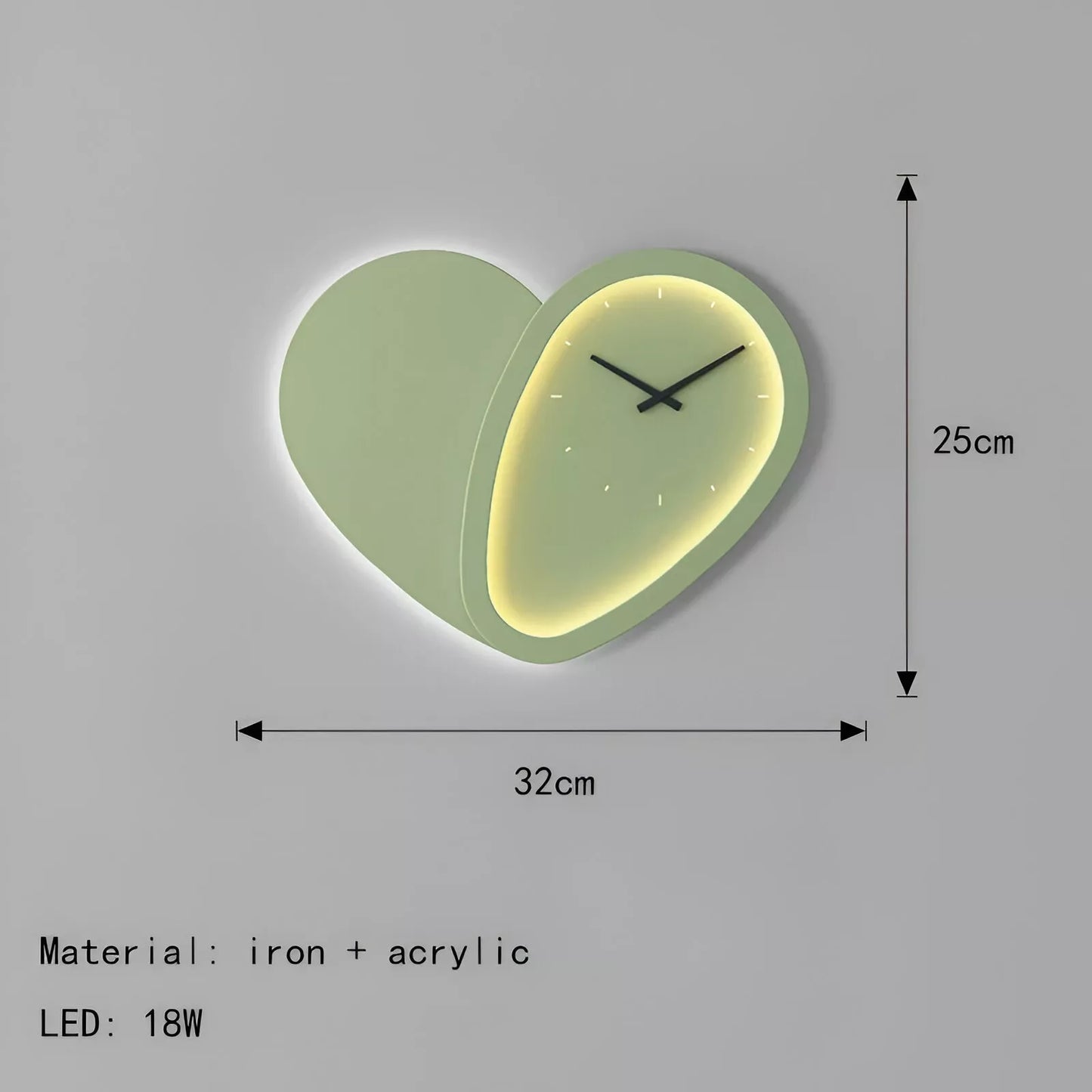 Love-Shaped Wall Lamp with Clock