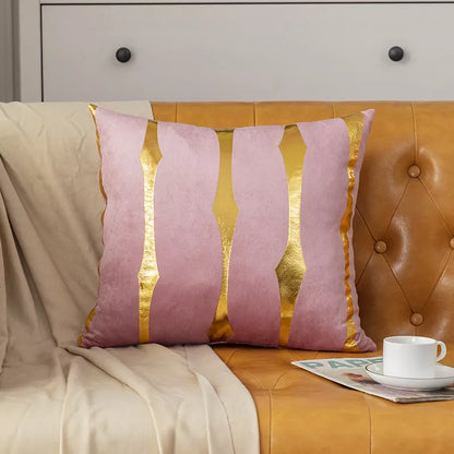 Luxury Gold Velvet Pillow Cover 18×18 – Soft Geometric Decorative Cushion