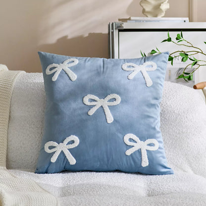 Velvet Sofa Pillowcase with Bowknot