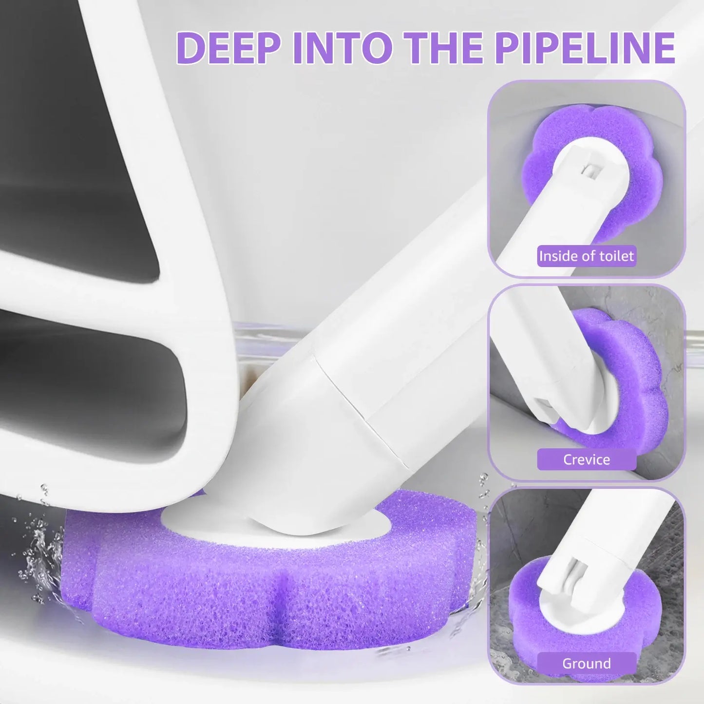 Disposable Toilet Bowl Cleaning Wand Kit – Practical Toilet Brush with Replaceable Heads