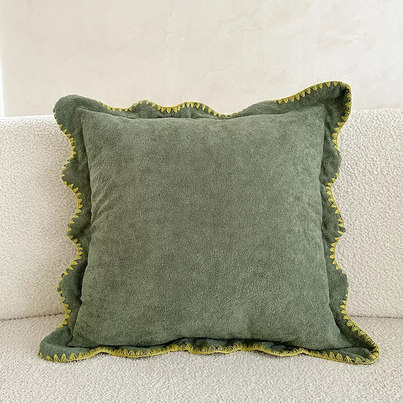 Cozy Scalloped Solid Pillow Cover – Stylish Home Decor - DSARD
