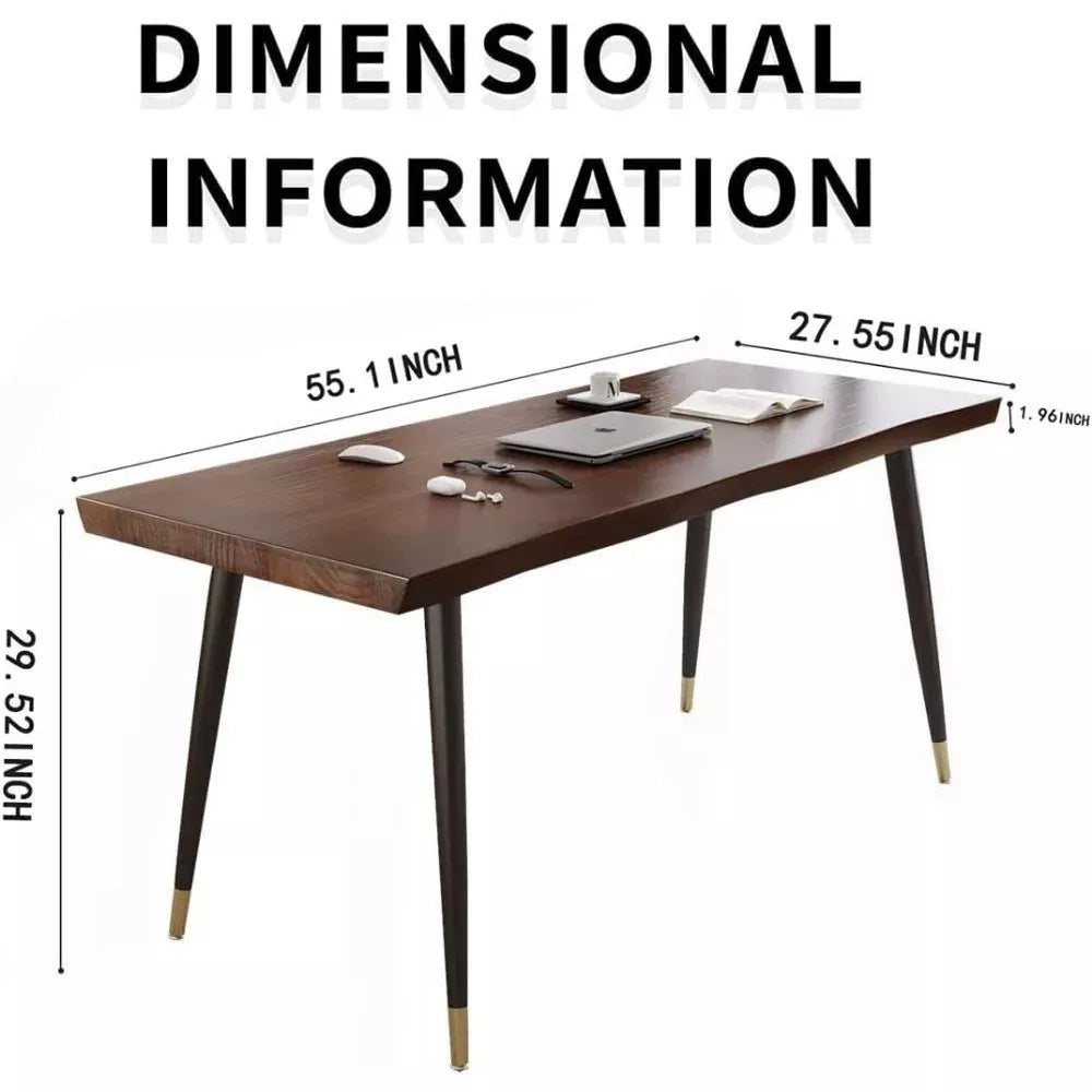 Modern 55″ Standing Desk with Black Metal Frame and Solid Wood Top - DSARD