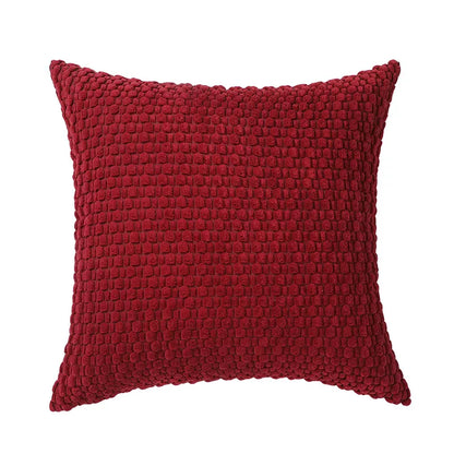Modern Velvet Pillowcase with 3D Bubble Plush Wrap – Solid Color Cushion Cover