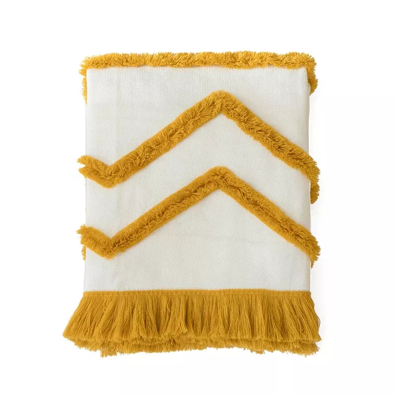 Soft Knit Tassel Throw Blanket