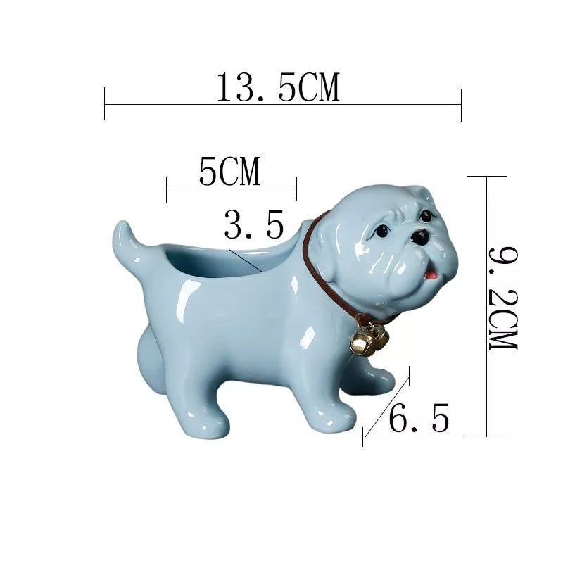Adorable Ceramic SharPei Dog Succulent Planter Pot – Cute Home & Office Decor