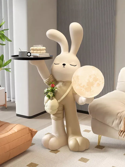 Nordic Rabbit Statue with Tray