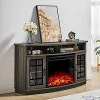 Curved TV Console with Electric Fireplace - DSARD