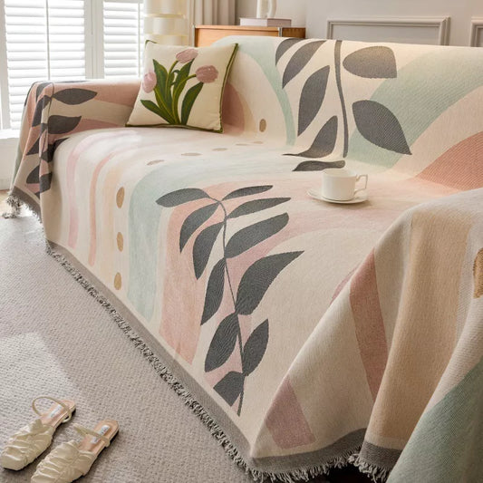 Double-Sided Chenille Floral Sofa Blanket – Breathable, Soft & Versatile Throw