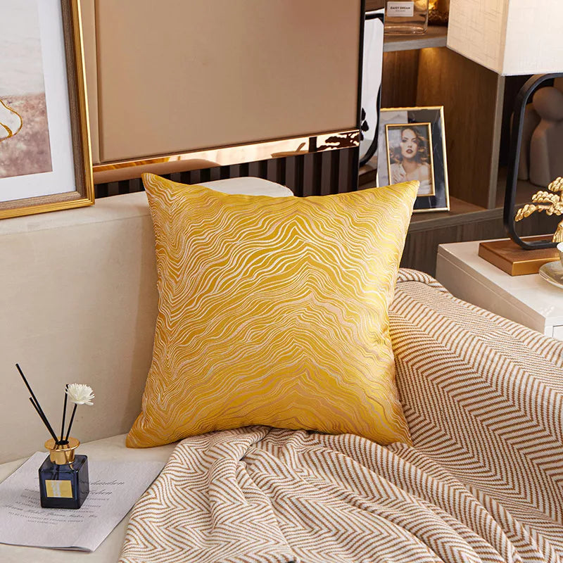 Luxury Gold Jacquard Throw Pillow Cover 18×18 – Elegant Textured Cushion Case