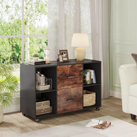 2-Drawer Wooden Filing Cabinet with Printer Stand & Rolling Wheels - DSARD