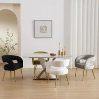 Velvet Upholstered Dining Chairs with Open Back and Golden Legs, Set of 4 - DSARD