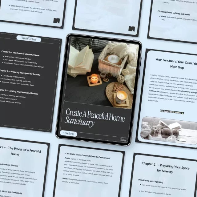 Create a Peaceful Home Sanctuary — Printable Home Calm Guide, Digital Decluttering Workbook, Stress Relief eBook, Mindful Living Checklist for a Cozy, Peaceful Home - DSARD