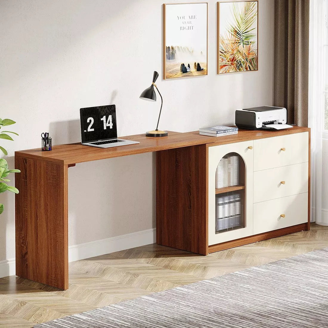 Modern L-Shaped Computer Desk with Reversible Storage and Drawers - DSARD