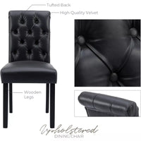 Set of 6 Tufted Leather Dining Chairs with High Back for Dining Room & Living Room - DSARD