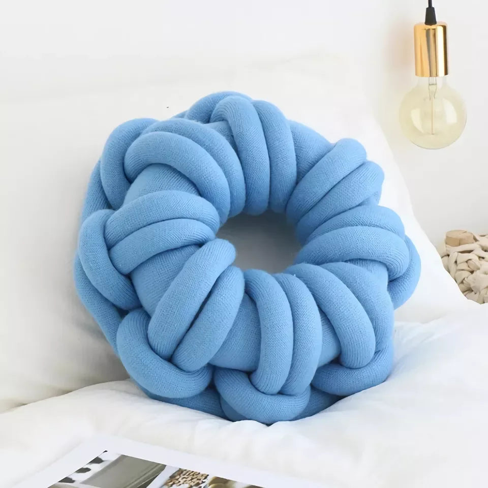 DIY Chunky Yarn Hand-Knot Round Cushion – Cozy Decorative Seat & Back Support - DSARD