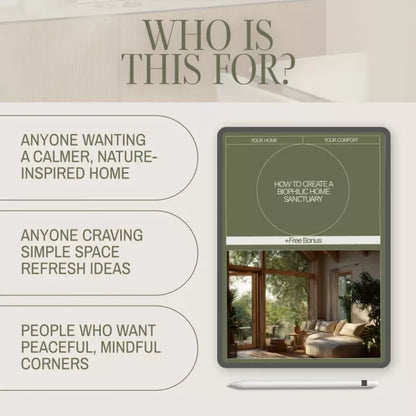 How to Create a Biophilic Home Sanctuary | Digital Download Checklist | Nature-Inspired Home Décor Guide for Calm, Wellness & Mindful Living