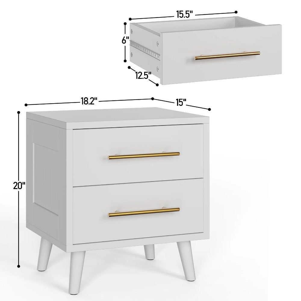 Modern Queen Bedroom Furniture Set with Wingback Bed Frame and 2 Premium Nightstands