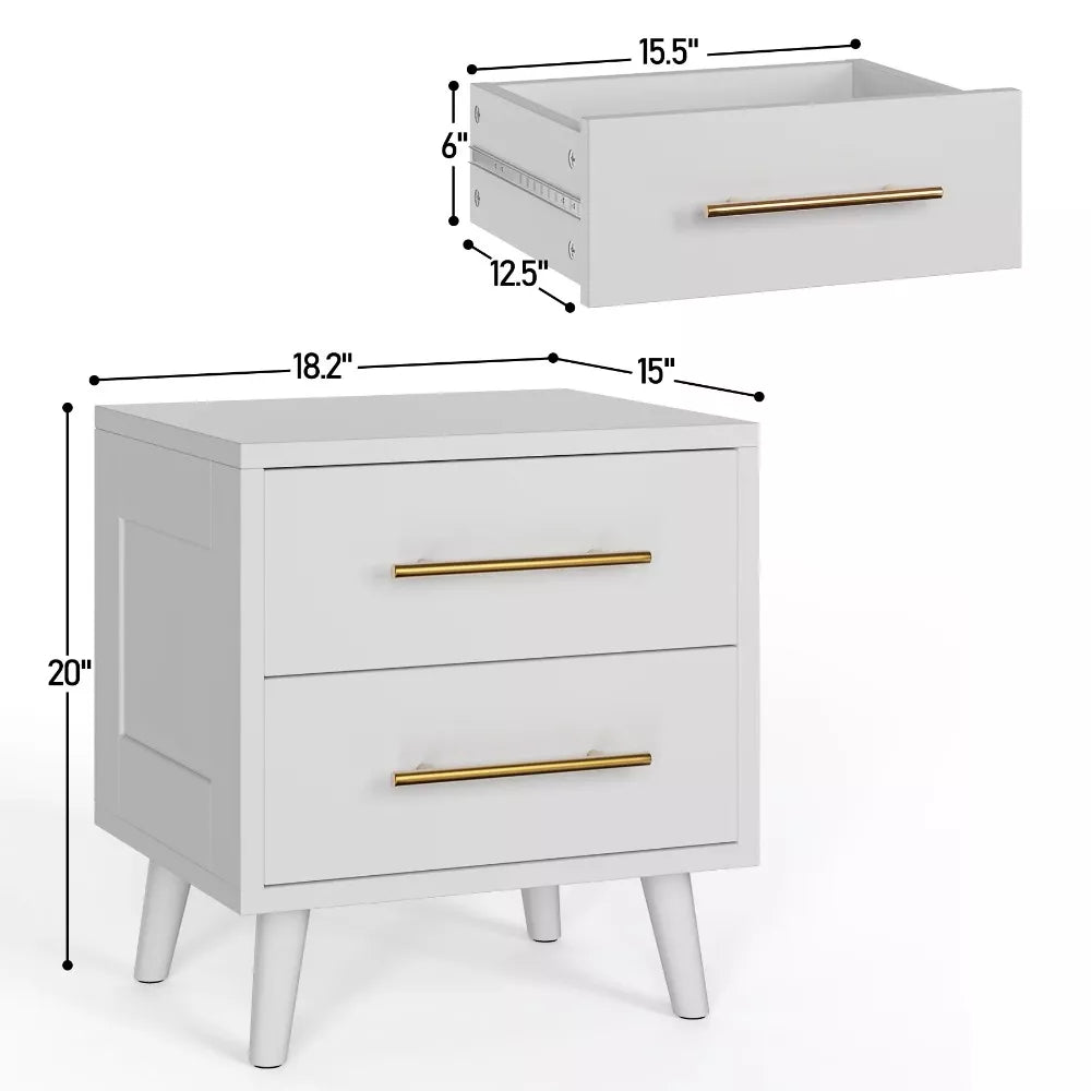 Modern Queen Bedroom Furniture Set with Wingback Bed Frame and 2 Nightstands - DSARD