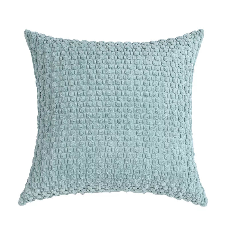 Modern Velvet Pillowcase with 3D Bubble Plush Wrap – Solid Color Cushion Cover