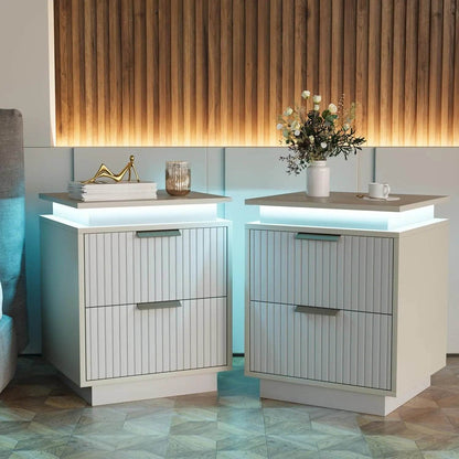 Modern Black LED Premium Nightstands with Drawers