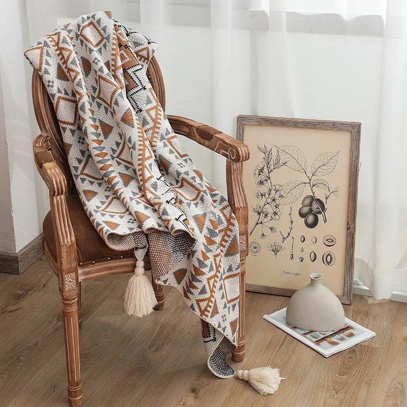 Bohemian Navajo Sun Knitted Throw Blanket – Air Conditioning Sofa Cover & Winter Bedspread - DSARD