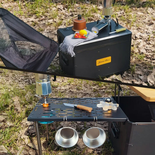 DSARD Versatile Mobile Kitchen Cart with Folding Table – Ideal for Outdoor Picnics, Camping & BBQs - DSARD