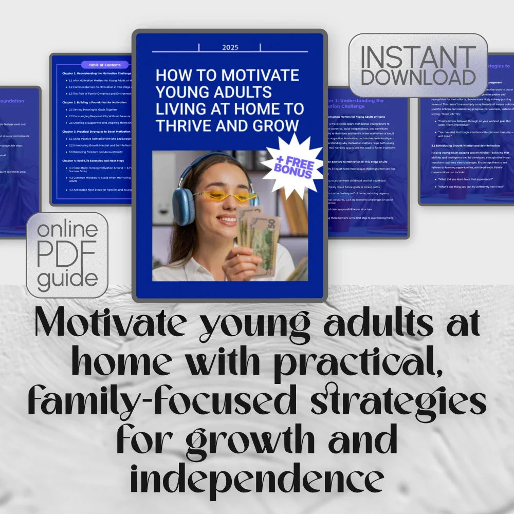 How to Motivate Young Adults Living at Home to Thrive and Grow | Motivation Guide for Parents & Families | Digital Download
