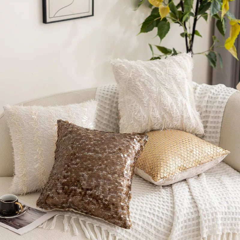 Luxury Sequin Tassel Throw Pillow Cover